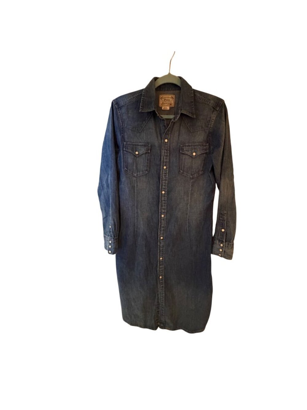 Polo Ralph Lauren Womens Slits Denim Midi Shirt Dress Size Medium Cotton Casual